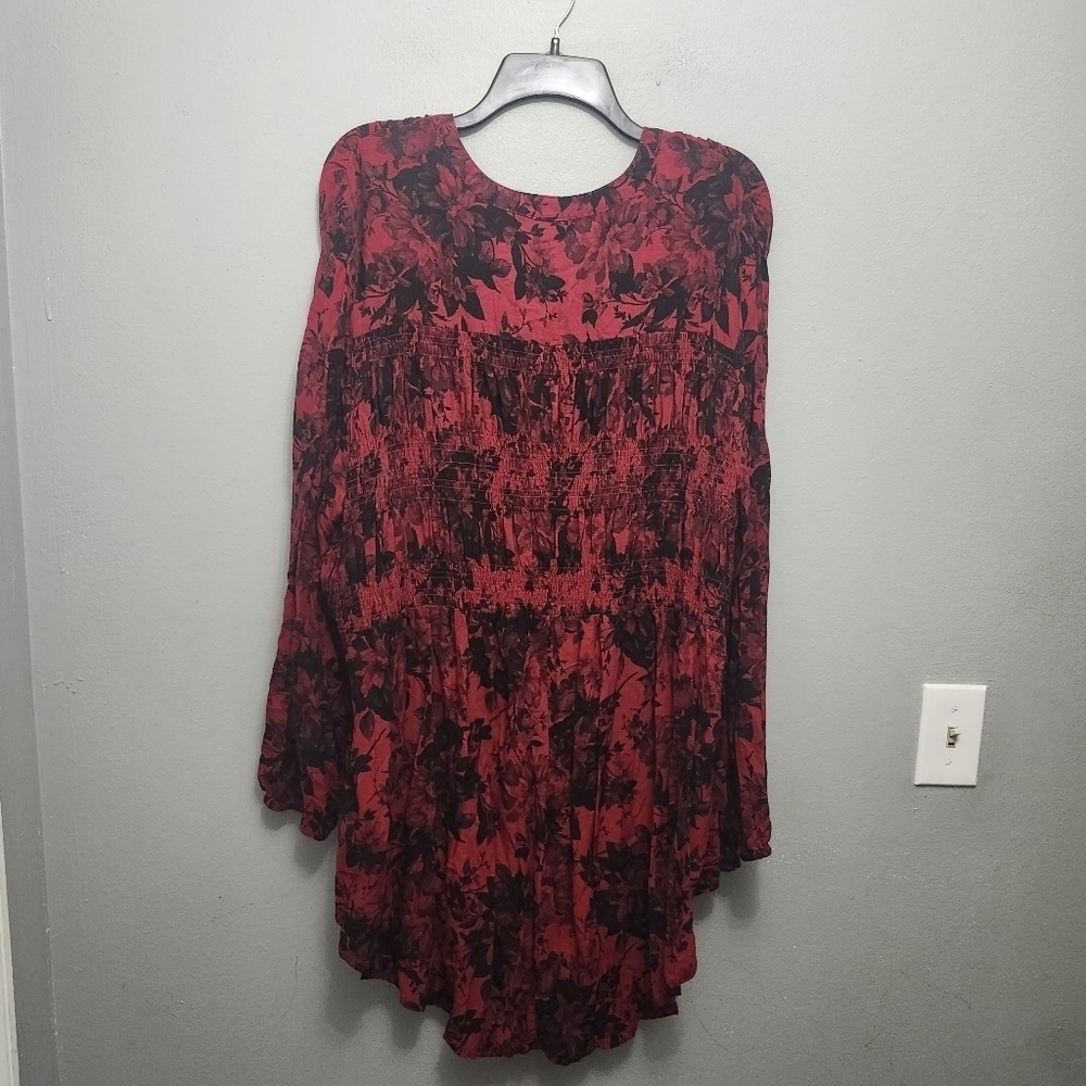Torrid women's button-down shirt tunic blouse size 4 red and black smock… - Picture 8 of 9